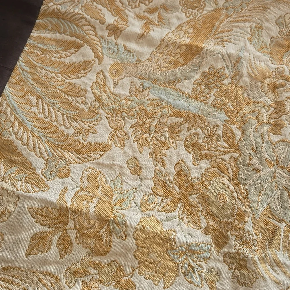 Elegant Gold Brown and Cream Long Embroidered Table Runner